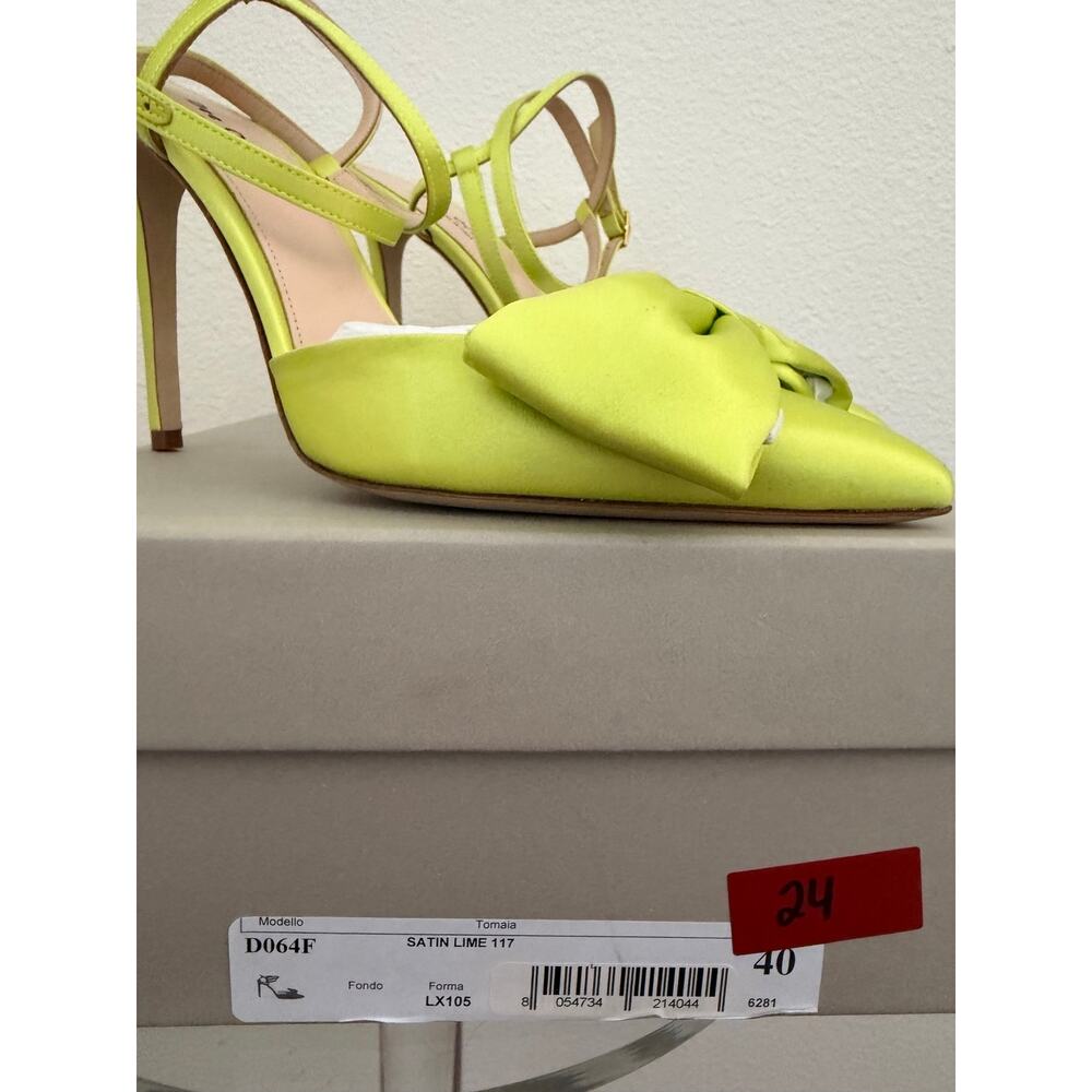 New Dee Ocleppo satin Fondo bow lime heels sz 40 - Picture 6 of 9
